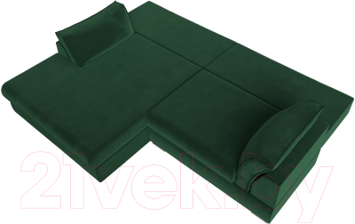 Диван угловой Лига Диванов Пекин левый (велюр зеленый)