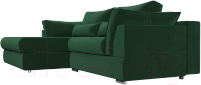 Диван угловой Лига Диванов Пекин левый (велюр зеленый)