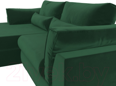 Диван угловой Лига Диванов Пекин левый (велюр зеленый)