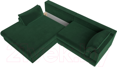 Диван угловой Лига Диванов Пекин левый (велюр зеленый)