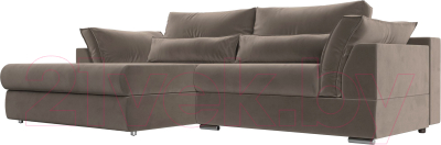 Диван угловой Лига Диванов Пекин левый (велюр коричневый) - фото