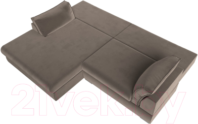 Диван угловой Лига Диванов Пекин левый (велюр коричневый)