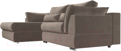 Диван угловой Лига Диванов Пекин левый (велюр коричневый)