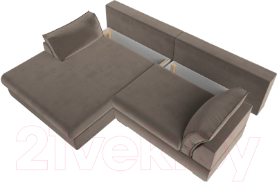 Диван угловой Лига Диванов Пекин левый (велюр коричневый)