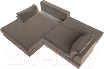 Диван угловой Лига Диванов Пекин левый (велюр коричневый)