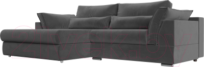 Диван угловой Лига Диванов Пекин левый (велюр серый) - фото