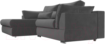 Диван угловой Лига Диванов Пекин левый (велюр серый)