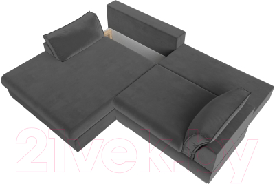 Диван угловой Лига Диванов Пекин левый (велюр серый)