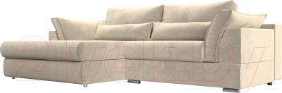 Диван угловой Лига Диванов Пекин левый (микровельвет бежевый) - фото