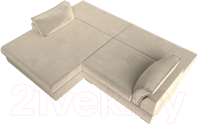 Диван угловой Лига Диванов Пекин левый (микровельвет бежевый)