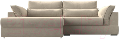 Диван угловой Лига Диванов Пекин левый (микровельвет бежевый)