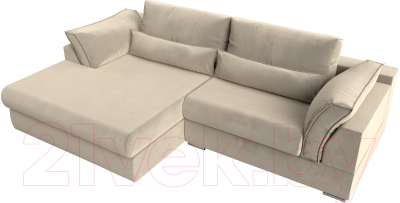 Диван угловой Лига Диванов Пекин левый (микровельвет бежевый)