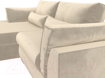 Диван угловой Лига Диванов Пекин левый (микровельвет бежевый)