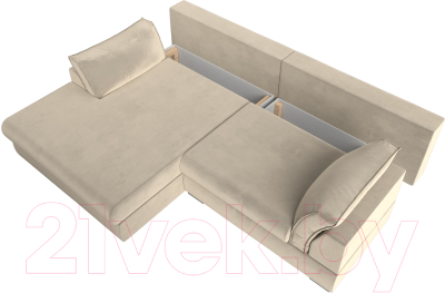 Диван угловой Лига Диванов Пекин левый (микровельвет бежевый)