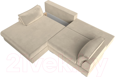 Диван угловой Лига Диванов Пекин левый (микровельвет бежевый)