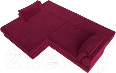 Диван угловой Лига Диванов Пекин левый (микровельвет бордовый)