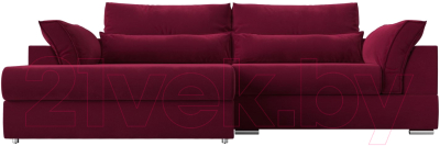 Диван угловой Лига Диванов Пекин левый (микровельвет бордовый)
