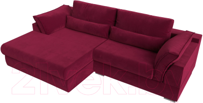 Диван угловой Лига Диванов Пекин левый (микровельвет бордовый)