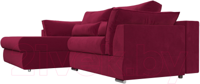 Диван угловой Лига Диванов Пекин левый (микровельвет бордовый)
