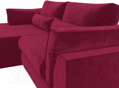 Диван угловой Лига Диванов Пекин левый (микровельвет бордовый)