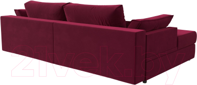 Диван угловой Лига Диванов Пекин левый (микровельвет бордовый)