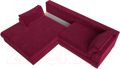 Диван угловой Лига Диванов Пекин левый (микровельвет бордовый)