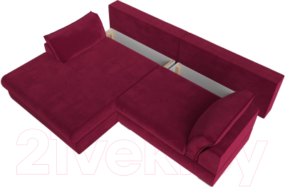 Диван угловой Лига Диванов Пекин левый (микровельвет бордовый)