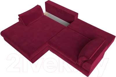 Диван угловой Лига Диванов Пекин левый (микровельвет бордовый)