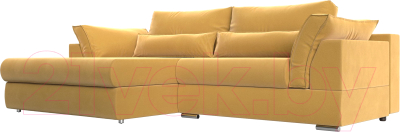 Диван угловой Лига Диванов Пекин левый (микровельвет желтый) - фото