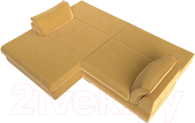 Диван угловой Лига Диванов Пекин левый (микровельвет желтый)