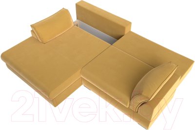 Диван угловой Лига Диванов Пекин левый (микровельвет желтый)