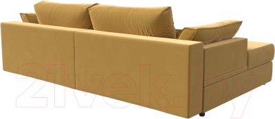 Диван угловой Лига Диванов Пекин левый (микровельвет желтый)