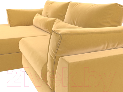 Диван угловой Лига Диванов Пекин левый (микровельвет желтый)