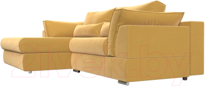 Диван угловой Лига Диванов Пекин левый (микровельвет желтый)