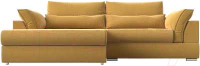 Диван угловой Лига Диванов Пекин левый (микровельвет желтый)