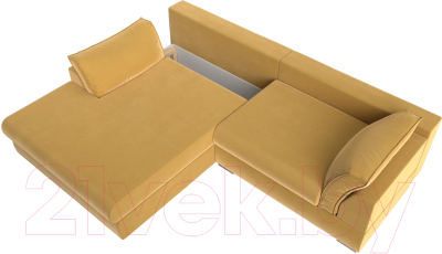 Диван угловой Лига Диванов Пекин левый (микровельвет желтый)