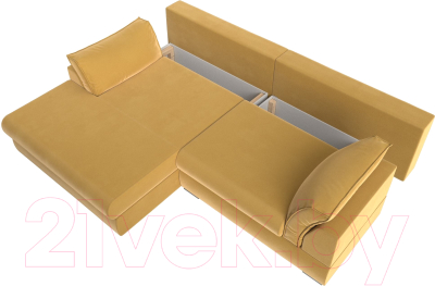 Диван угловой Лига Диванов Пекин левый (микровельвет желтый)