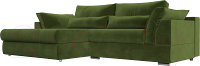 Диван угловой Лига Диванов Пекин левый (микровельвет зеленый) - фото