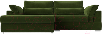 Диван угловой Лига Диванов Пекин левый (микровельвет зеленый)
