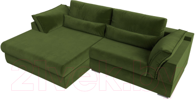 Диван угловой Лига Диванов Пекин левый (микровельвет зеленый)