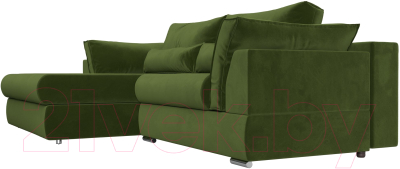 Диван угловой Лига Диванов Пекин левый (микровельвет зеленый)