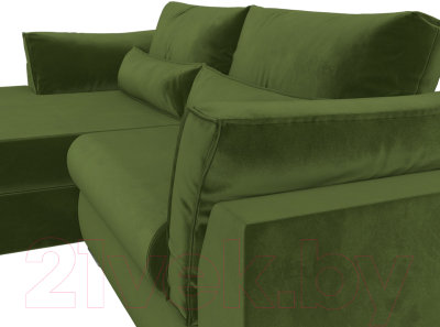 Диван угловой Лига Диванов Пекин левый (микровельвет зеленый)