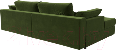Диван угловой Лига Диванов Пекин левый (микровельвет зеленый)
