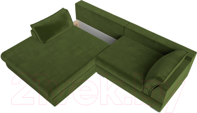 Диван угловой Лига Диванов Пекин левый (микровельвет зеленый)