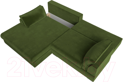 Диван угловой Лига Диванов Пекин левый (микровельвет зеленый)