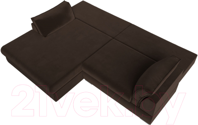 Диван угловой Лига Диванов Пекин левый (микровельвет коричневый)