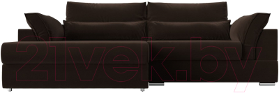Диван угловой Лига Диванов Пекин левый (микровельвет коричневый)