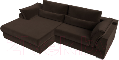Диван угловой Лига Диванов Пекин левый (микровельвет коричневый)