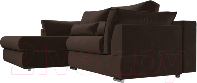 Диван угловой Лига Диванов Пекин левый (микровельвет коричневый)