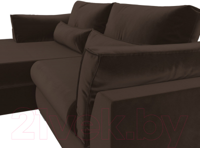 Диван угловой Лига Диванов Пекин левый (микровельвет коричневый)